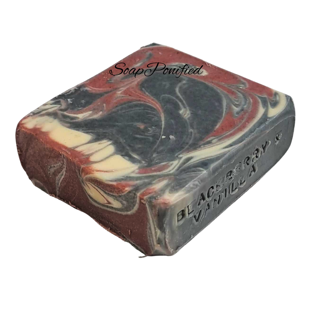 Blackberry Vanilla Soap Bar single with a white, black and red swirl.